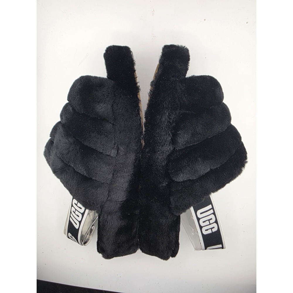 UGG Fluff Yeah Slide Black Fur Platform Sandals Women's Size 9 w/ Box - Picture 4 of 7